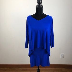 Joseph Ribkoff Royal blue, tiered,  long sleeve dress. Women's size 6. Like new